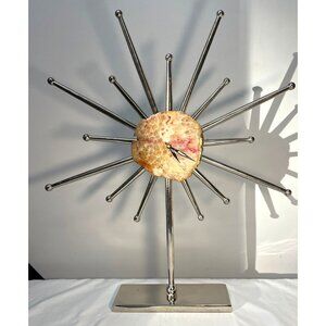 Unique Agate & Metal Sunburst Clock 21''x 18''